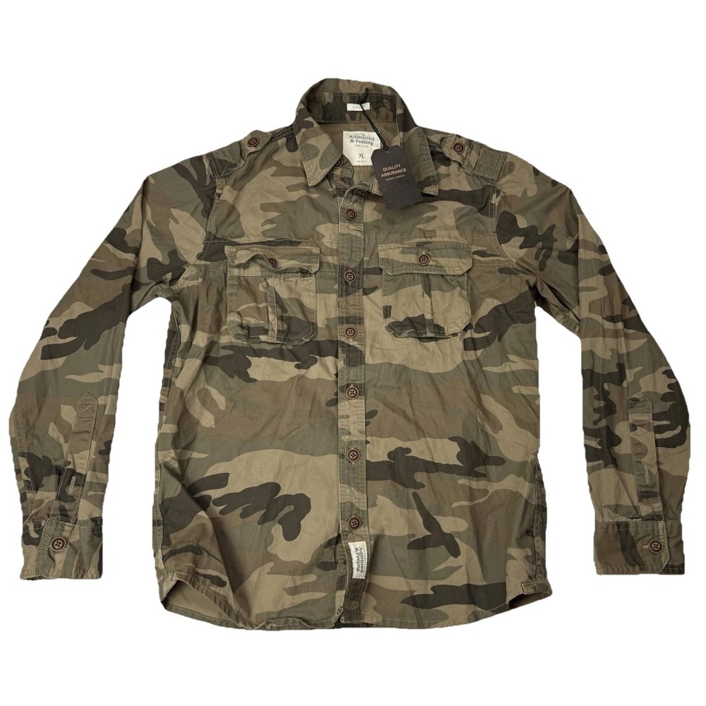 Admitted And Feeling Muscle Heavy Weight Men Military Style Camouflage Overshirt